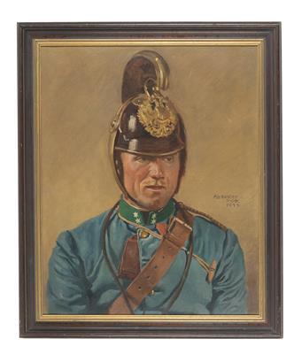 Alexander Pock (Znaim 1871-1950 Wien) Portrait 'Dragoner-Korporal', - Armi d'epoca, uniformi e militaria