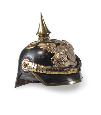 Helm (sog. 'Pickelhaube') für Reserve-Portepeeunteroffiziere der badischen Dragoner-Regimenter 20, 21, 22, - Historische Waffen, Uniformen, Militaria