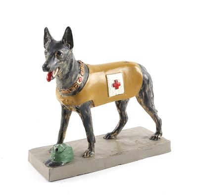 Skulptur eines Rettungshundes der k. u. k. Armee bzw. Sanitätstruppe um 1914, - Armi d'epoca, uniformi e militaria