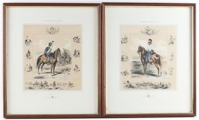 Konvolut von 24 Lithographien zur Uniformierung der k. k. Armee um 1850, - Starožitné zbraně