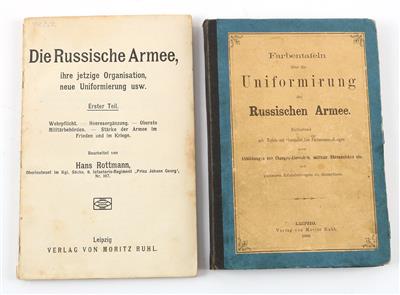Konvolut von 2 Broschüren zur Uniformierung der russischen zaristischen Armee, - Armi d'epoca, uniformi e militaria