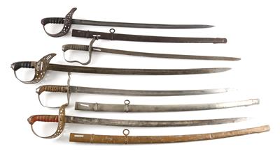 Konvolut von fünf österreichischen Säbeln, - Antique Arms, Uniforms and Militaria