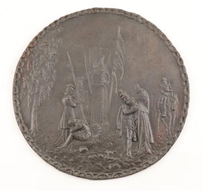 Bronzenes Reliefbild mit einer Trauerszene aus dem Freiheitskampf der Polen im Novemberaufstand von 1830/1831, - Historische Waffen, Uniformen & Militaria