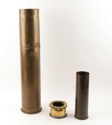 Konvolut einer Vase in Grabenkunst ('Trench-Art'), 1. WK, - Antique Arms, Uniforms & Militaria