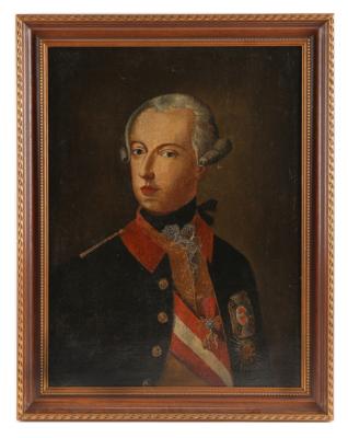 Ölportrait von Kaiser Joseph II., - Starožitné zbraně