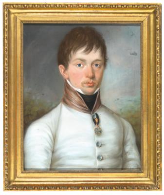 Pastell-Portrait des k. k. Dragoner-Offiziers Ignaz Wittek um 1815, - Historische Waffen, Uniformen & Militaria