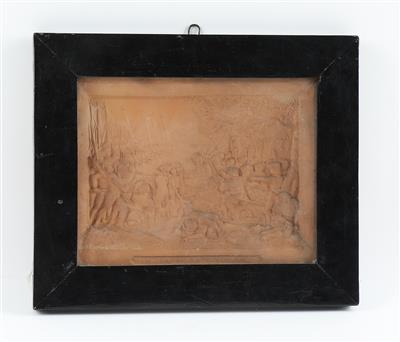 Terracotta-Relief, darstellend den Tod des Arnold de Winkelried - Historische Waffen, Uniformen, Militaria