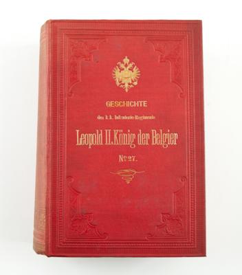 Prunkausgabe der Regimentsgeschichte 'k. k. IR 27 - König der Belgier', - Armi d'epoca, uniformi e militaria