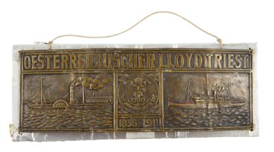 Jubiläumsplakette des 'Österrichischen LLOYD TRIEST'auf die 75-Jahr-Feier 1836-1911; - Antique Arms, Uniforms and Militaria