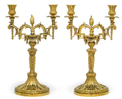 "SASIKOW" - A pair of 2-light candlesticks from St Petersburg, - St?íbro