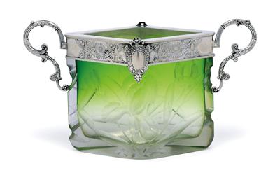 A glass bowl with silver mount from Moscow, - Silver