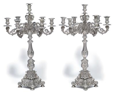Johann George Hossauer - A pair of 7-light candelabra from Berlin, - St?íbro