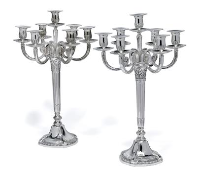 A pair of 7-light candelabra, - Silver
