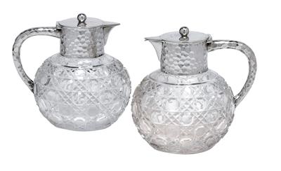A pair of wine jugs from Germany, - Silver