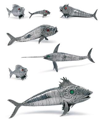 A collection of fish, - Silver