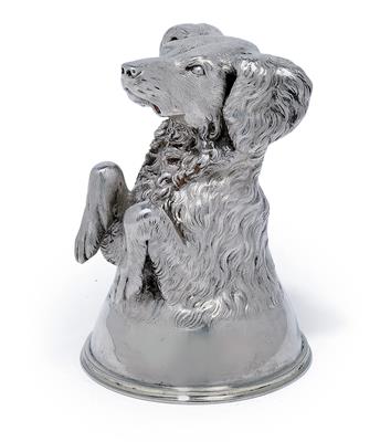 A tumbler decorated with a hound, from St Petersburg, - Silver