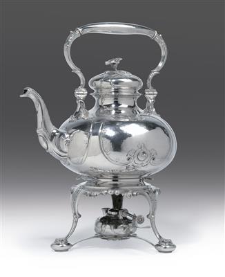 A hot water pot with rechaud and burner, from Germany, - Argenti