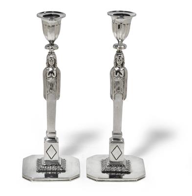 A pair of neoclassical candlesticks from Vienna, - Stříbro