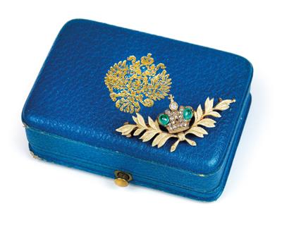 Tsar Nicholas II. – A presentation brooch from the Tsar’s cabinet, - Stříbro