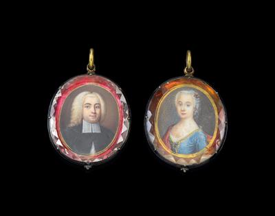 Two miniature portraits, - Stříbro