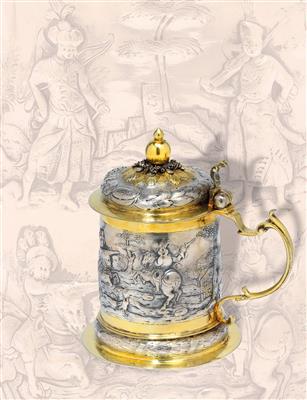 A Baroque lidded tankard, - Silver