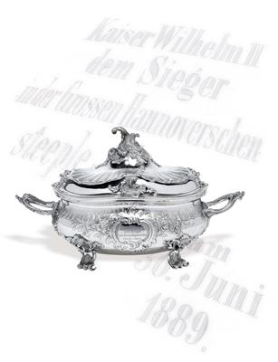 Emperor Wilhelm II. – A lidded tureen for the winner of the Hanoverian Steeple Chase, - Silver