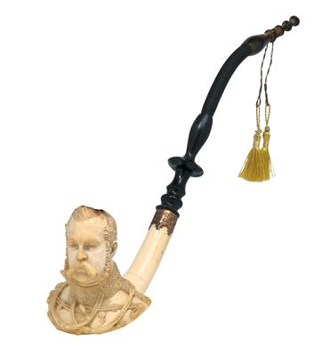 A meerschaum pipe with a bust Tsar Alexander II., - Stříbro