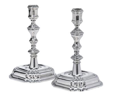 A pair of candleholders from Augsburg, - Silver