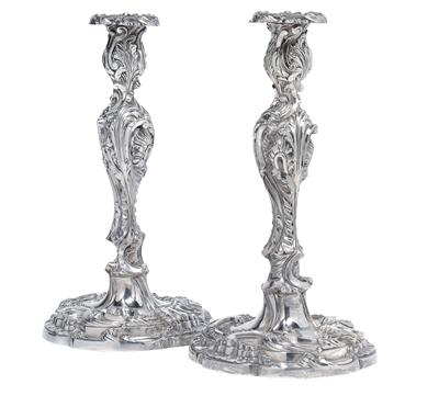 A pair of large candleholders from Berlin, - Argenti