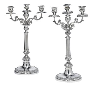 A pair of 4-light candleholders from Naples, - Stříbro