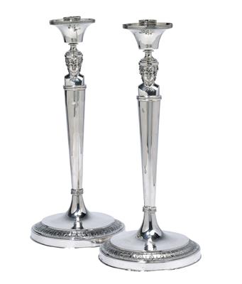 A pair of candleholders from Rome, - Stříbro