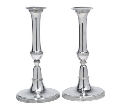 A pair of Empire candleholders from Vienna, - Stříbro