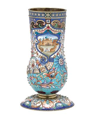 Russische Cloisonné Vase, - Silber