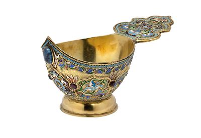 A cloisonné ‘kowsch’ bowl from Russia, - Silver