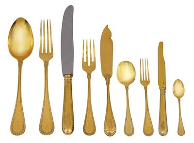 A vermeil cutlery service for 12 individuals, from Brussels - Stříbro