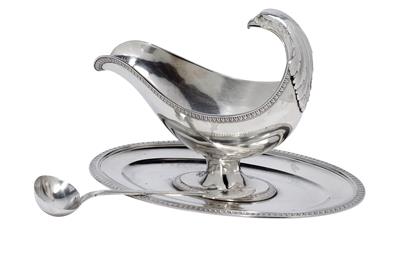 A sauce tureen with ladle, from Paris, - Silver