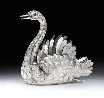 A container in the form of a swan, from Portugal, - Stříbro
