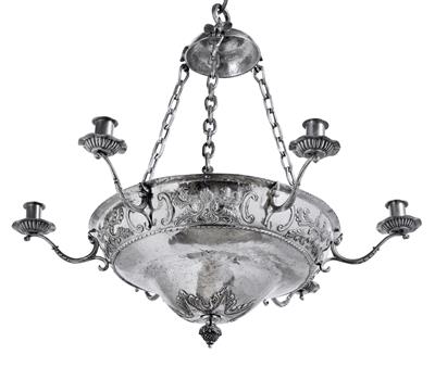 A six-light chandelier from South America, - Silver