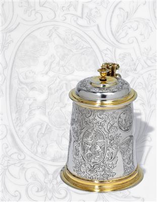 A lidded tankard from Augsburg, - Stříbro