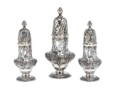 A set of George II. casters from London, - Silver