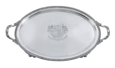 A George III. footed tray from London, - Silver