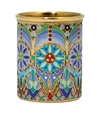 Owtschinnikow - Cloisonné Becher, - Silber