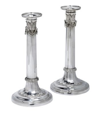 A pair of Empire candlesticks from Augsburg, - Argenti