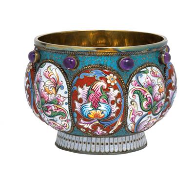 A cloisonné bowl from Russia, - Silver