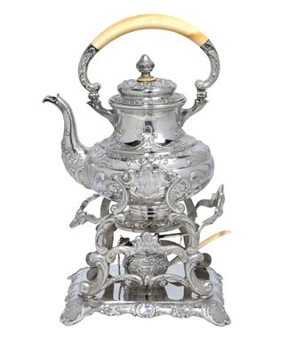 A hot water pot with rechaud and burner, from Vienna, - Stříbro