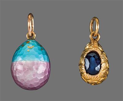 FABERGÉ – Two egg pendants, - Stříbro