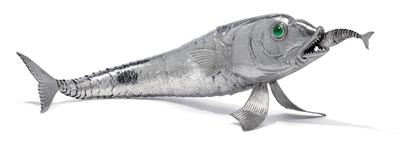 A figure of a fish, - Silver