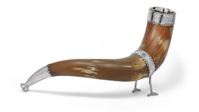 A Dutch drinking horn, - Silver