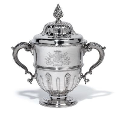 A lidded vessel from London, - Silver