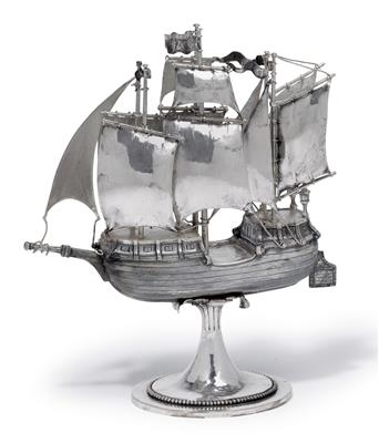 Modell eines Segelschiffs, - Silber